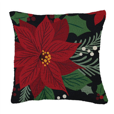 Jeté carré à motif de poinsettia