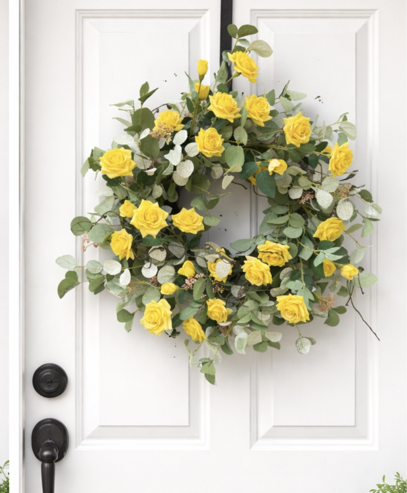 Artificial Farmhouse Spring Summer Greenery Eucalyptus Berry Rose Floral Wreath For Front Door Wedding Event Party Wall Decor