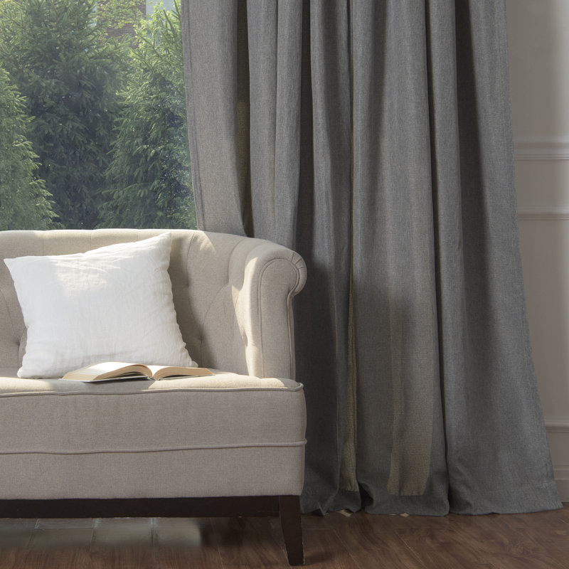 Reyna Room Darkening Curtain Single Panel, Gray, 52" W x 96" L