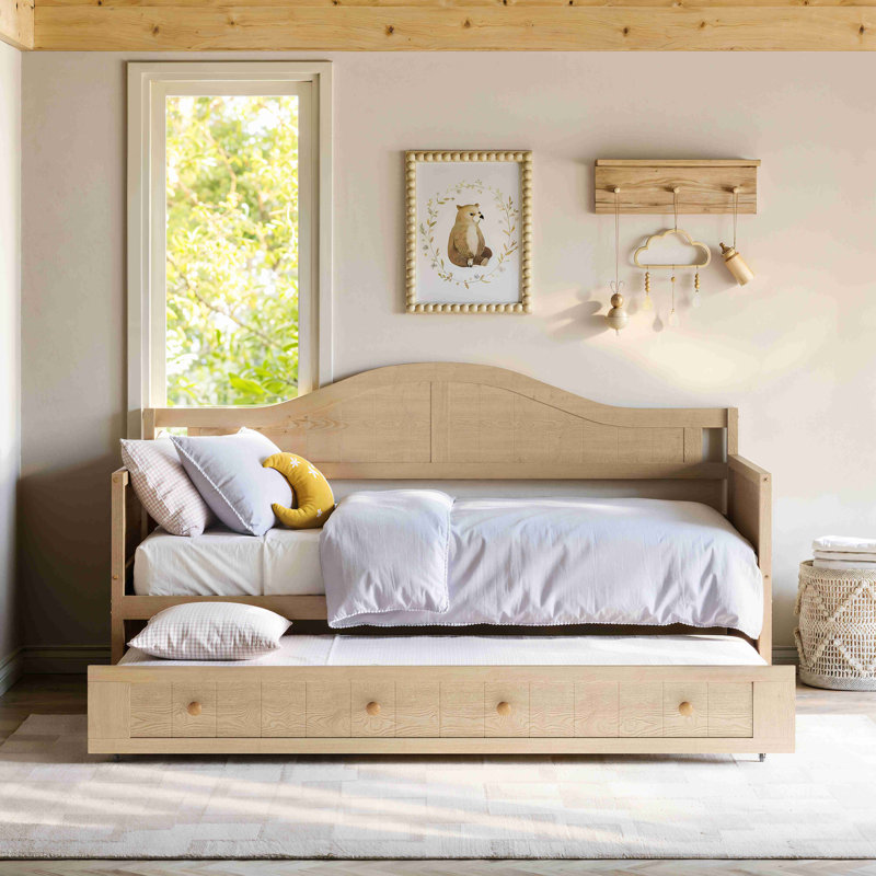 Lit de jour en bois massif avec tiroir à roulettes, canapé-lit simple à usages multiples pour le salon de la chambre à coucher
