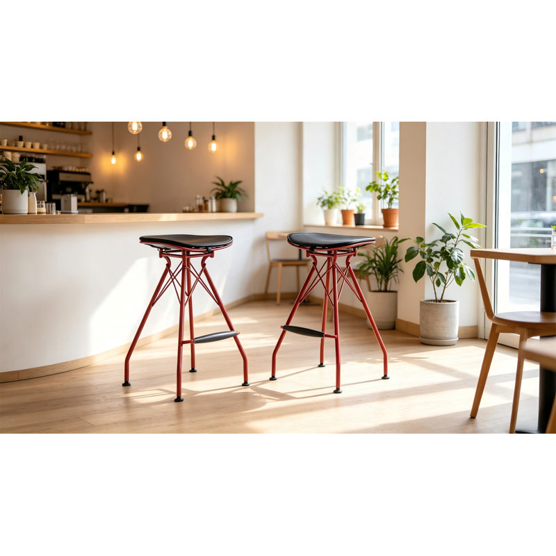 Ensemble de tabourets de bar à hauteur de comptoir industriel avec repose-pieds en bois