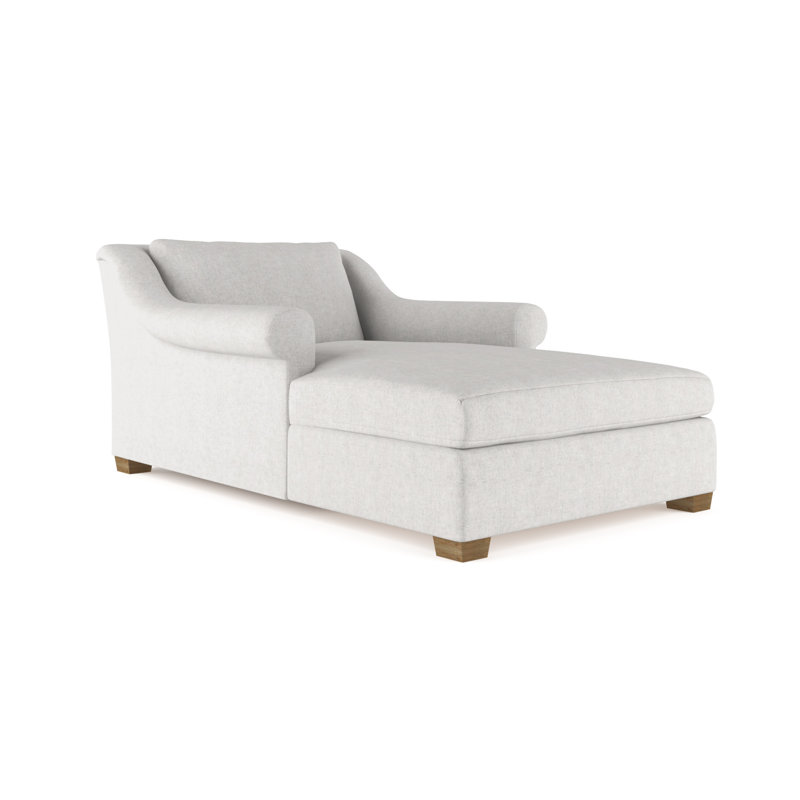 Chaise longue à accoudoirs roulés Thompson, Velours moelleux argenté, Patiné