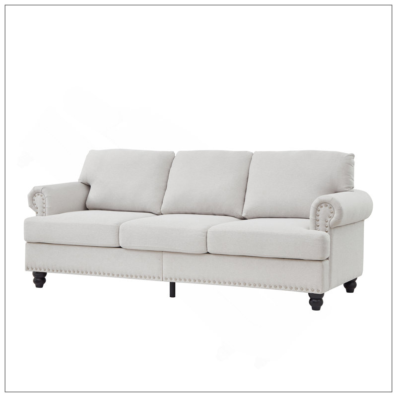 Canapé en tissu rembourré 83 po, Beige