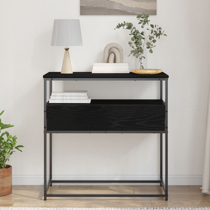 Console avec tiroir chêne noir vidaXL 29,53 po x 15,75 po x 29,53 po, Noir