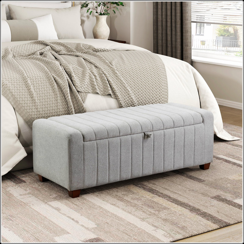 Banc rembourré contemporain avec rangement interne 1pc, Gris