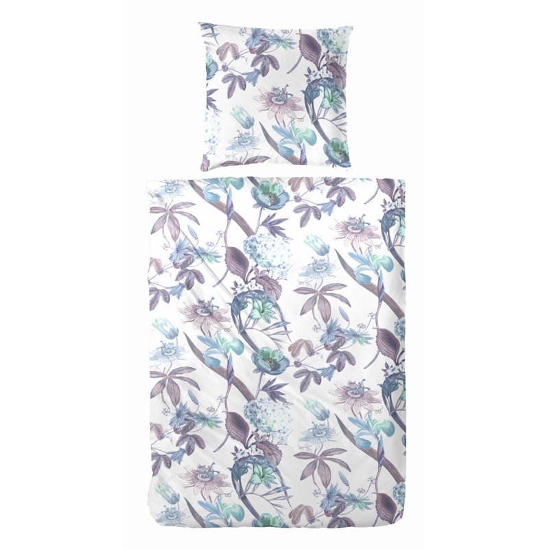 Morelia Cotton 200 TC Duvet Cover Set, Single - 1 Pillowcase (80 x 80 cm), Purple/Blue