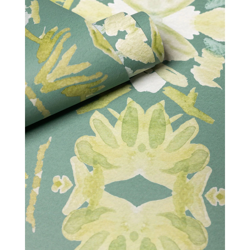Wildflowers I Medium Repeat Wallpaper, Dark Green, Cellulose/Polyester