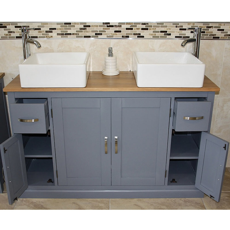 Lantie 1230mm Double Bathroom Vanity with Vessel Ceramic Basin
