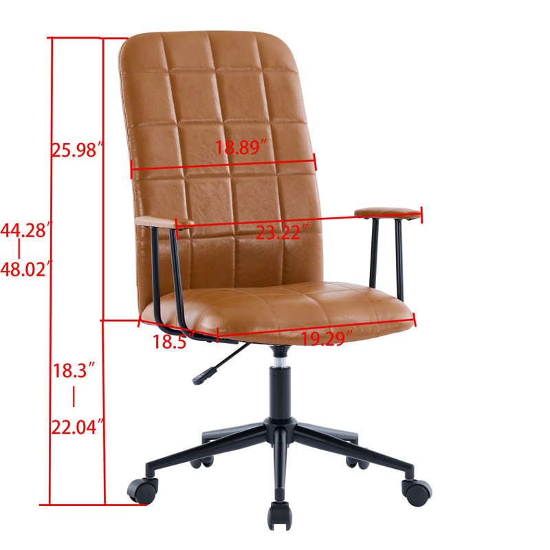 Antique  PU leather colour office chair, with armrest, high backrest, soft foam seating, Brown