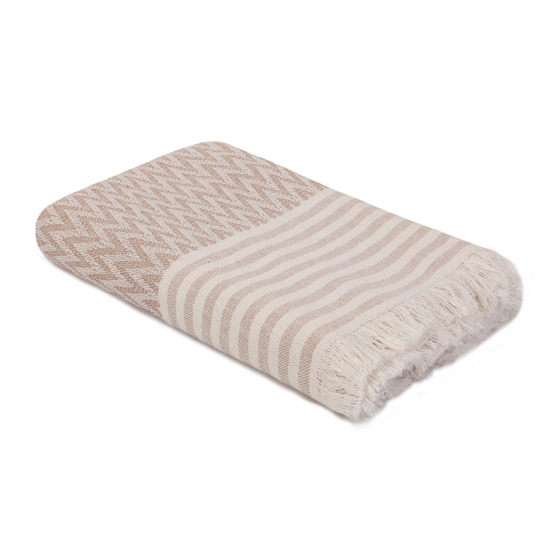 Plain Weave / Muslin Throw Blanket, White/Light Brown