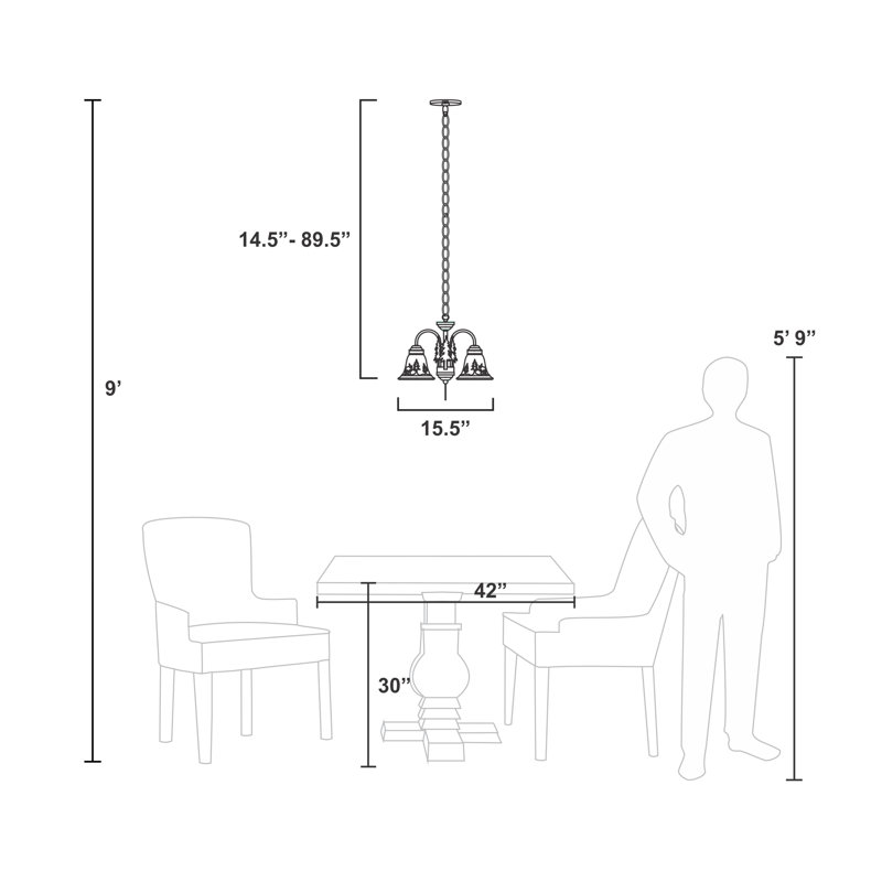 Kynslea 3 - Light Dimmable Wagon Wheel Chandelier, Bear