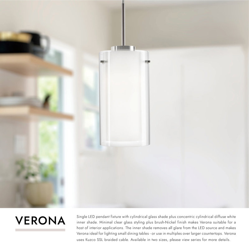 Verona 1 - Light LED Pendant, 127.38" H x 5.13" W x 5.13" D