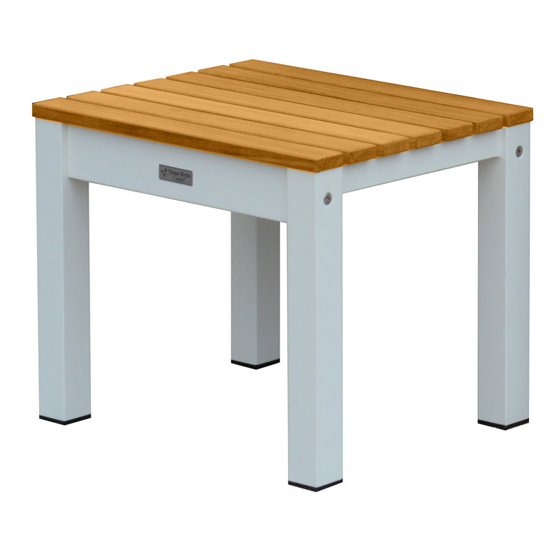 Soho 20" Teak Aluminum Outdoor Dining Bench, White