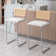 Ambrine Low Back Boucle Upholstered Counter/Bar Stool with Rattan Back and Steel Sled Frame
