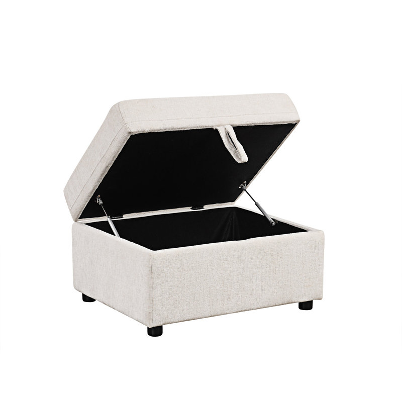 Canapé-lit modulaire convertible avec rangement et repose-pieds, Chenille beige
