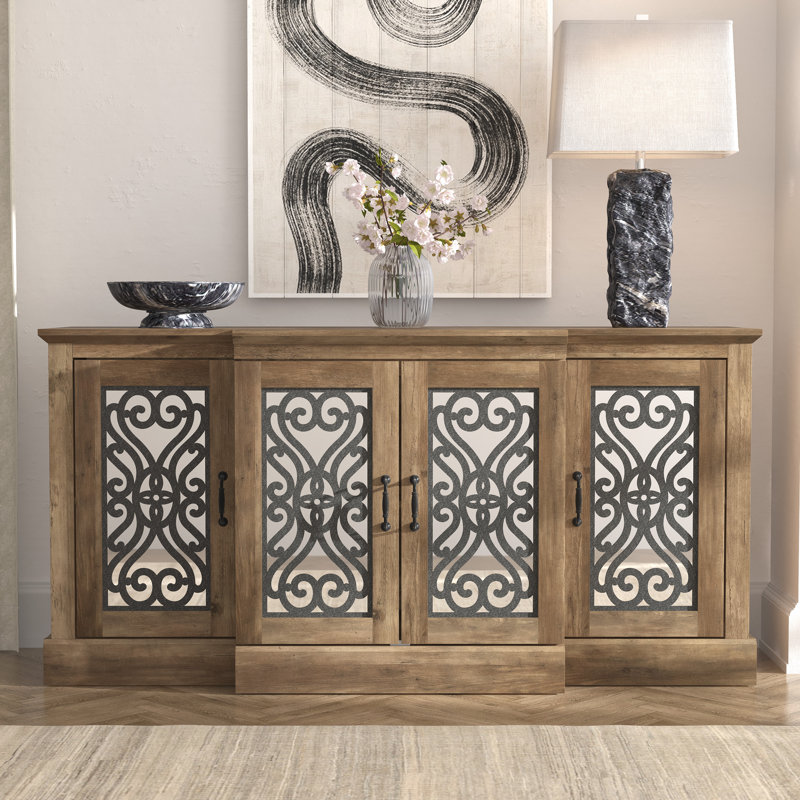 Ariba Traditional 60.4"W Wide Accent Sideboard, Knotty Oak
