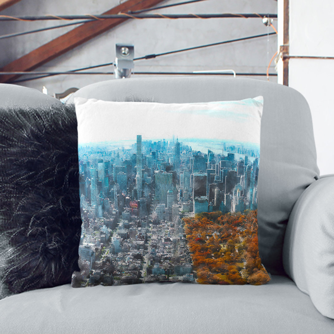 The New York Skyline with Central Park Painting Cushion with Filling