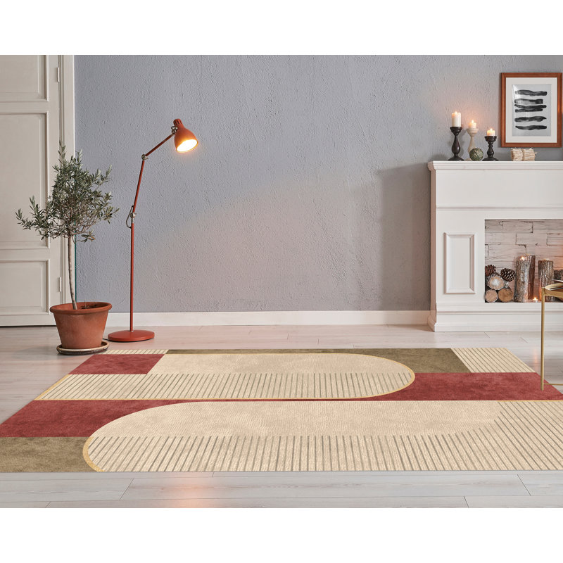 Iasos Vinyl Machine Printed Area Rug, Rectangle 5'3" x 7'10.5"