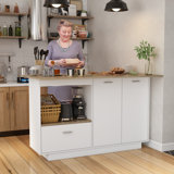 59'' Wide Kitchen Island With Strong Storage And Expandable Tabletop