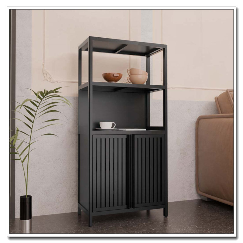Armoire de rangement en bambou avec portes à persiennes