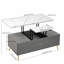 Table basse multi-fonctionnelle à plateau relevable avec tiroirs, idéale pour la salle à manger, le travail et l'organisation dans les espaces de vie contemporains