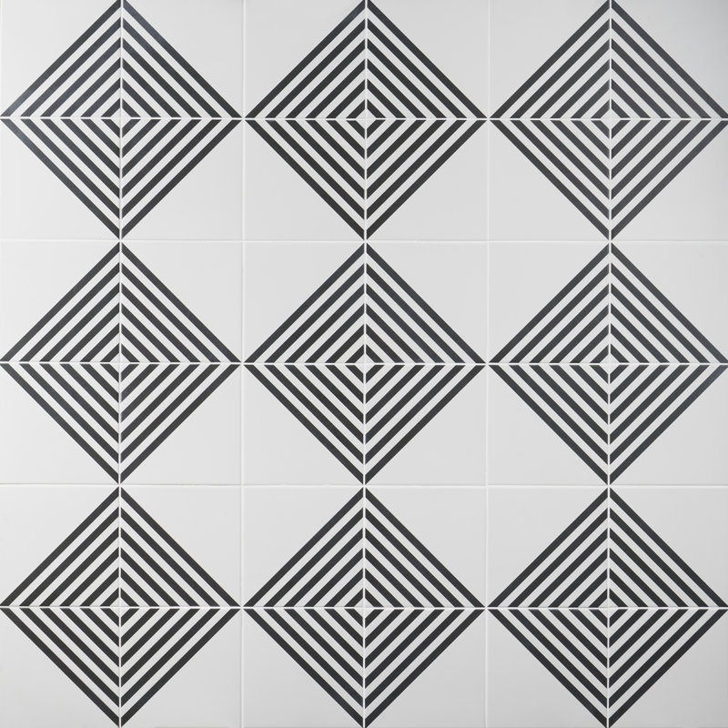 Script Stripe Negative 7.87 in. x 7.87 in. Matte Porcelain Floor and Wall Tile (11.19 sq. ft./Case), White