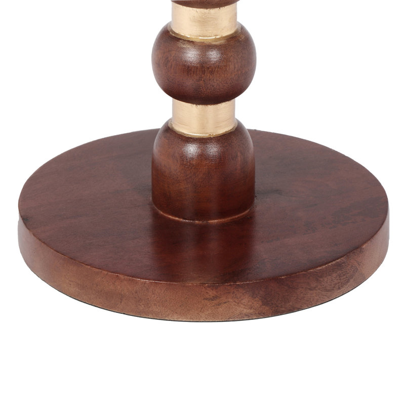 Table de bout ronde en bois de manguier, miel et or
