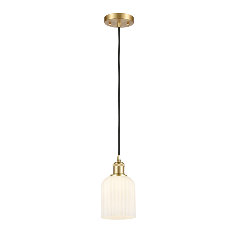 Luminaire suspendu 1 lumière Aalina, Or satiné, Gloss White