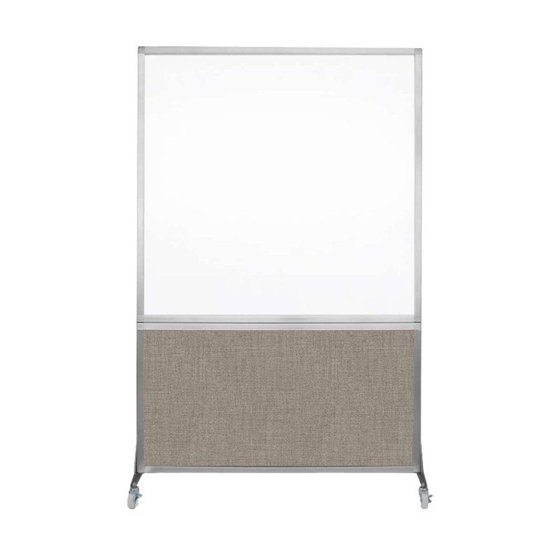 Tableau blanc mobile 6 'de haut DivideWrite, Galet chaud, H 72 po x l 48 po, Argent
