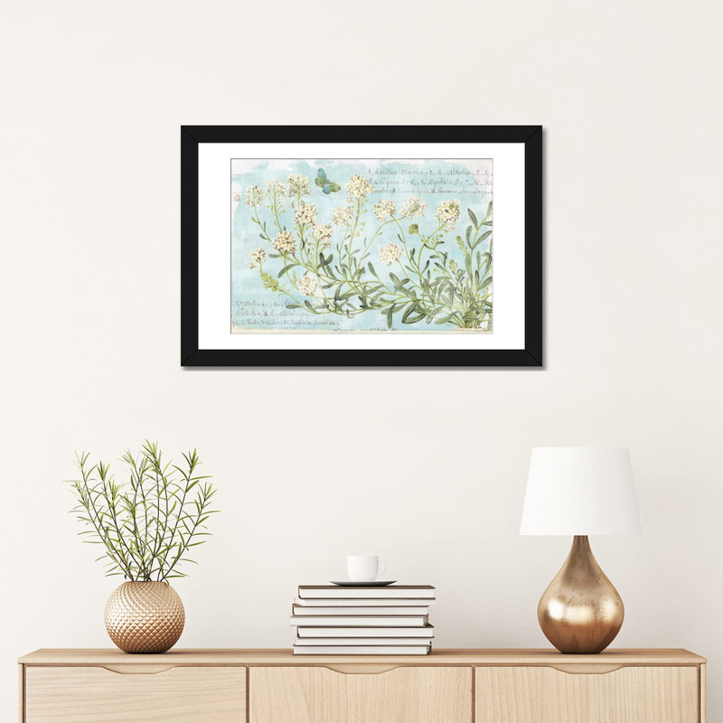 « botanique blue i », impression sur toile, Papier d'art encadré noir, Blanc, H 16 po x l 24 po x P 1 po