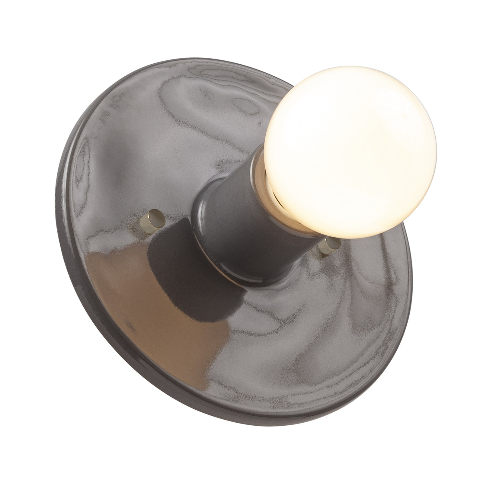 Single Light Dimmable Ceramic Flush Mount Sconce, Gloss Gray