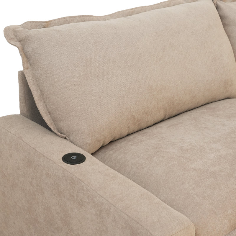 Moncada 2-Piece  Modular Power Reclining Loveseat Sofa For Small Spaces With Heated Seats And Wireless Charging, Khaki