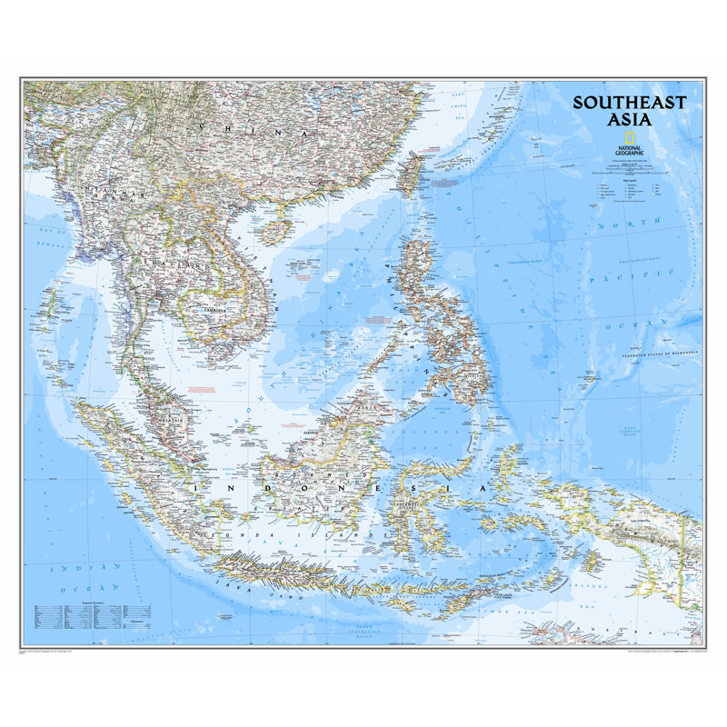 Carte murale classique du sud-est asiatique, Stratifié