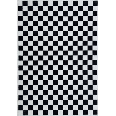 Rug Branch Jaque 5' x 8' (5'3" x 7'7") Black/White Checkered Kids Area Rug, Modern, Medium Pile, Stain-Resistant Carpet - Playroom, Nursery, Toy Room and Bedroom