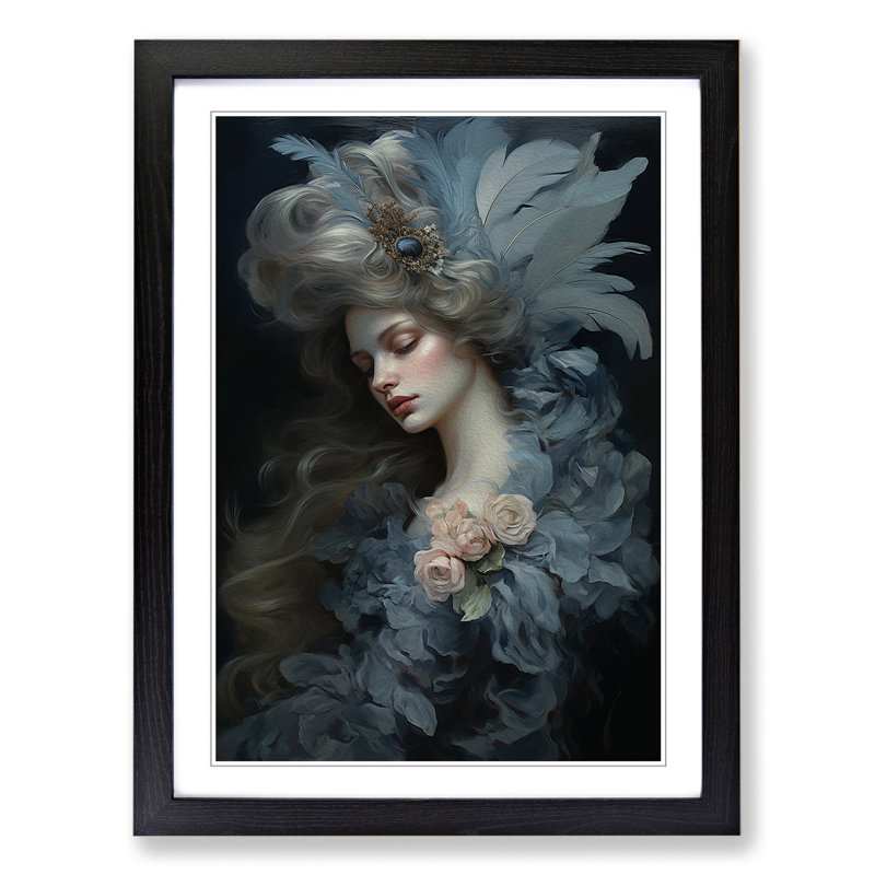Feather Rococo - Framed Print, Black, 64cm H x 46cm W x 2cm D