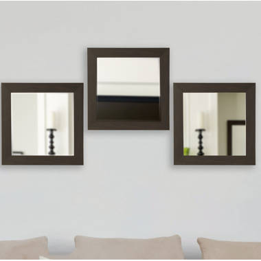 Square Black Walnut Wall Mirror Set (Set of 3) Brayden Studio Finish: Dark Mahogany