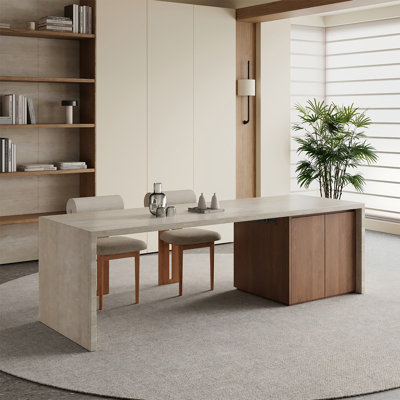 Table de salle à manger 86,61 "minimaliste avec comptoir en granit et îlot de cuisine intégré