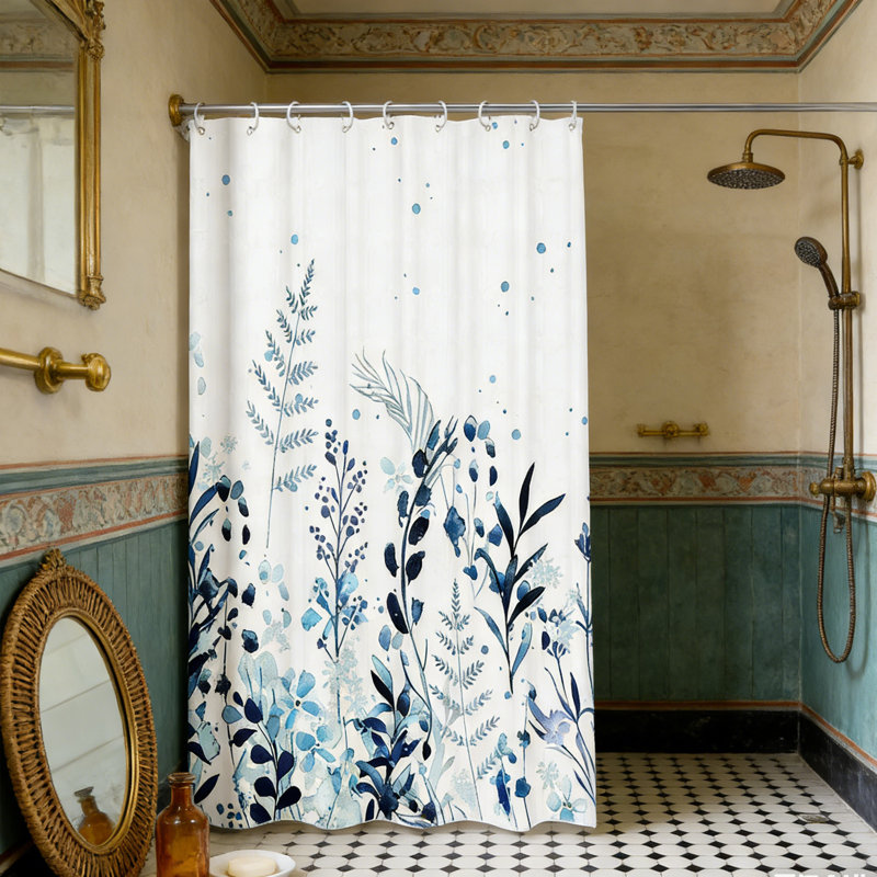 Ensemble de rideau de douche Leaves, 70 po H x 59 po L
