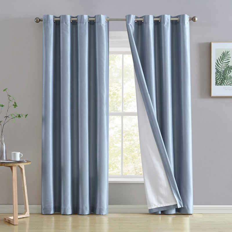 Eisenhart Semi Sheer Curtain Pair, Dusty Blue, 54" W x 72" L