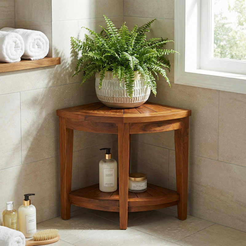 Canonero 15.5'' W Teak Corner Shower Bench