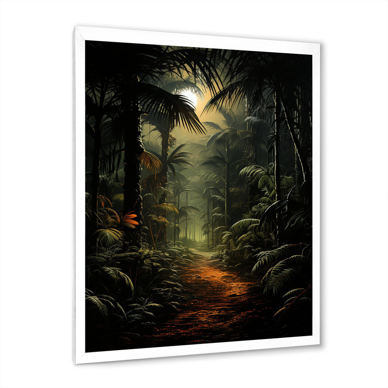 Jungle Charcoal Shadows sur impression sur toile, Cadre blanc, H 32 po x l 16 po x P 1 po