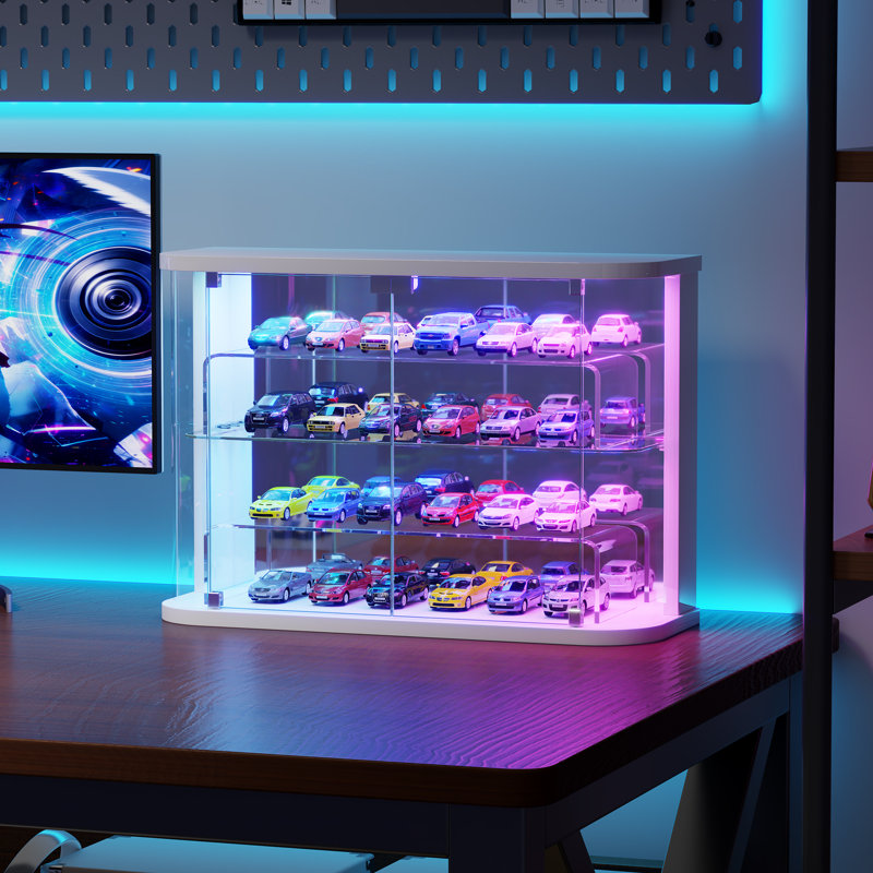 Petite vitrine à 2 niveaux avec modes d'éclairage Music-Sync, Blanc