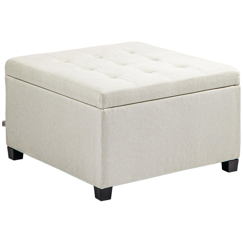 HOMCOM Fabric Tufted Storage Ottoman With Flip Top Seat Lid (Only Including Ottoman), Beige