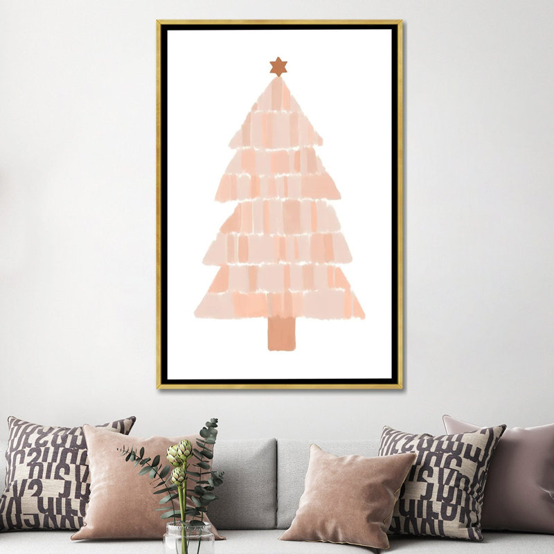 "Arbre de Noël" par Orara studio, reproduction d’art, Pas de tapis, H 60 po x l 40po x P 1,5 po, Toile encadrée d'or