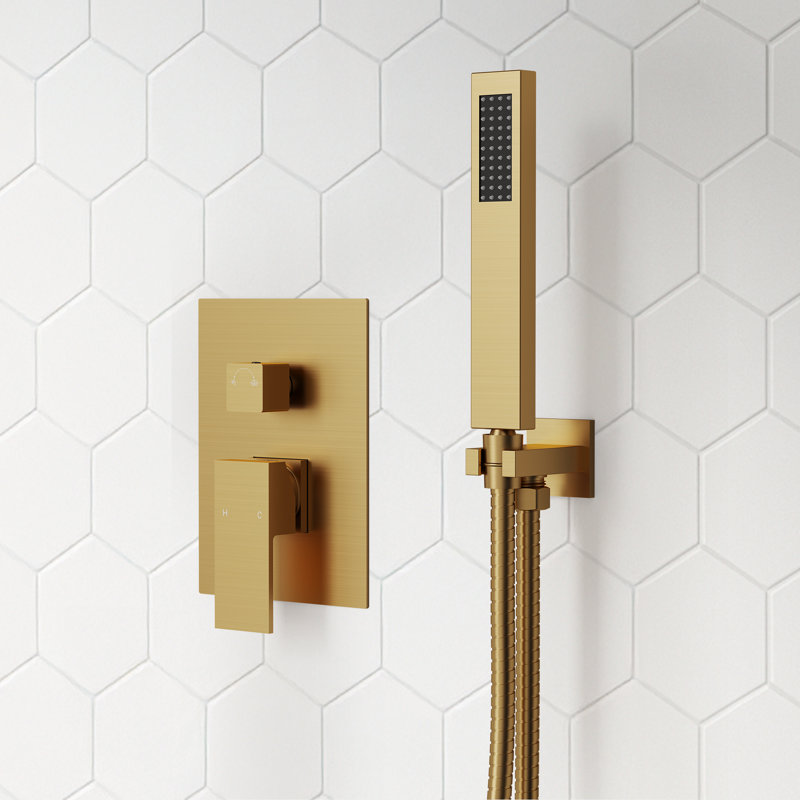 Système de robinet de douche à pression équilibrée, pomme de douche à effet de pluie de plafond 10 po avec douchette