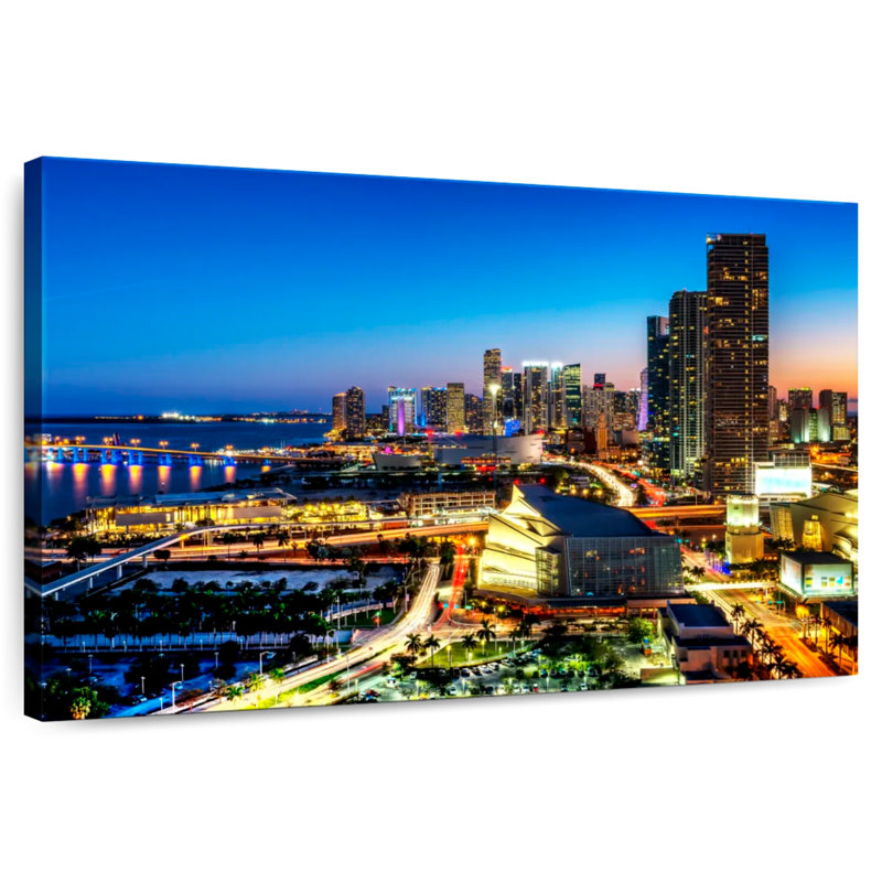 Sireci Miami Downtown At Night, 24" H x 36" W