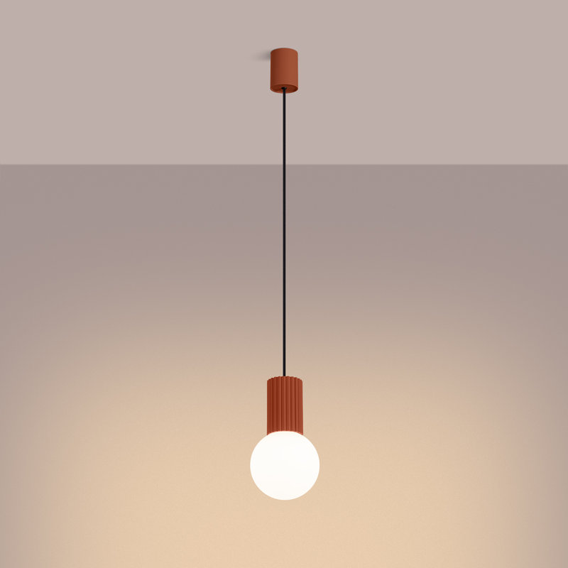 Bernis 1 - Light Brushed Nickel Pendant, Red