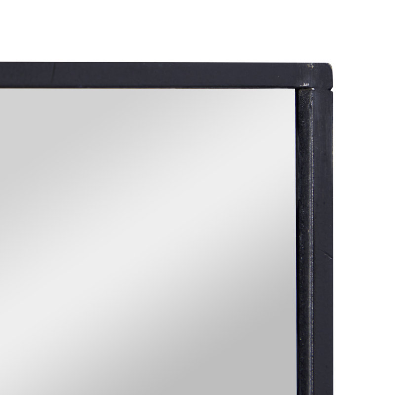 Wooden wall mirror with slim, minimalist frame, Noir, 32 po x 18 po