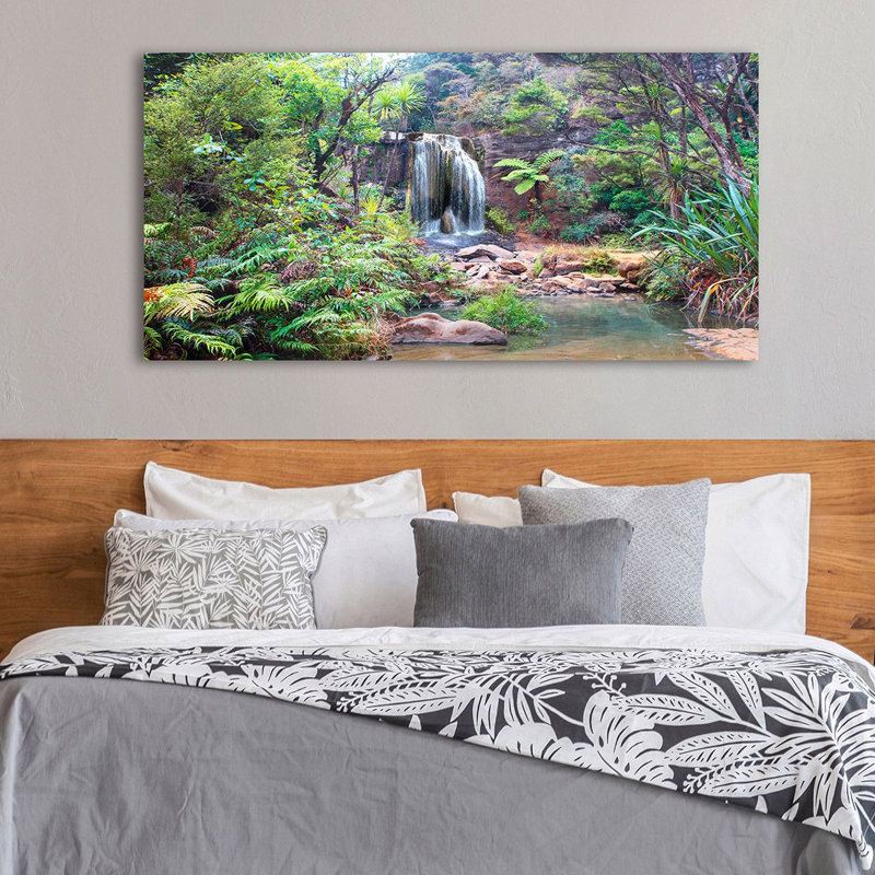 Rainforest Waterfall - Wrapped Canvas Print, 50cm H x 100cm W x 4cm D