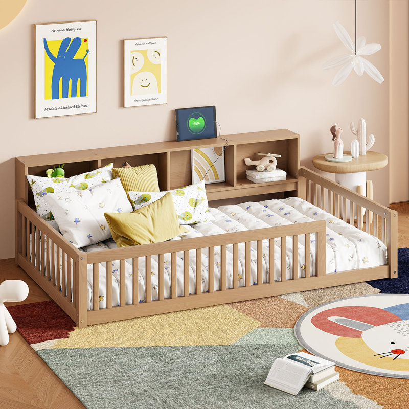 Wood Twin XL Daybed with Storage Cabinets & USB Ports – Brown Wood Daybed for Small Spaces, Brown